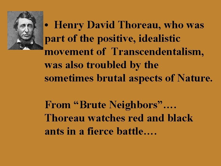  • Henry David Thoreau, who was part of the positive, idealistic movement of