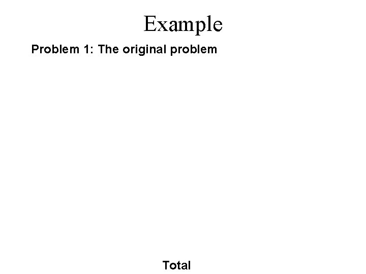 Example Problem 1: The original problem Total 