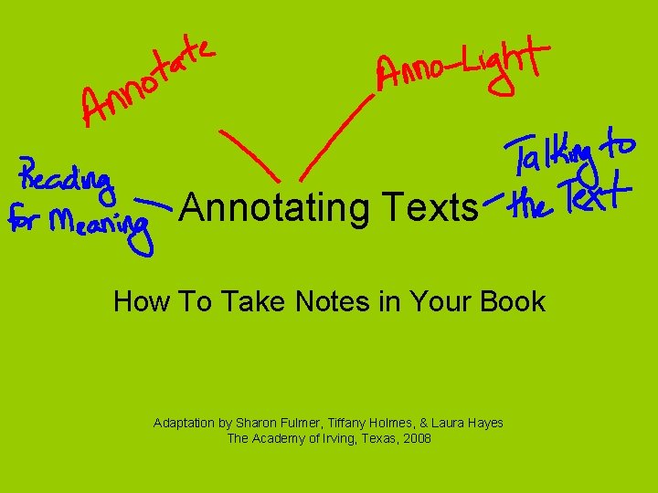 Annotating Texts How To Take Notes in Your