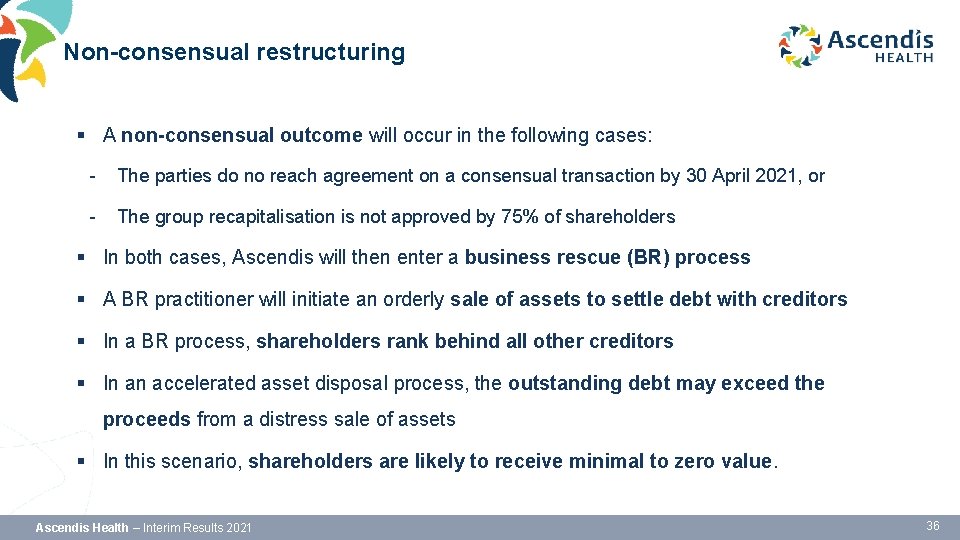 Non-consensual restructuring § A non-consensual outcome will occur in the following cases: - The