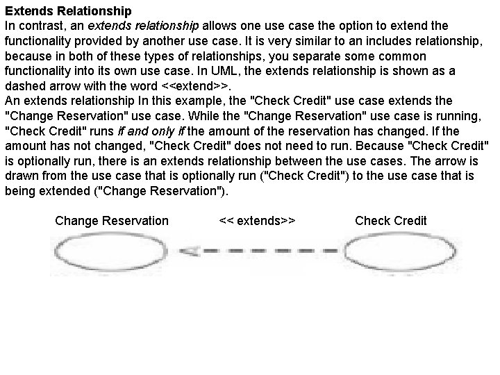 Extends Relationship In contrast, an extends relationship allows one use case the option to