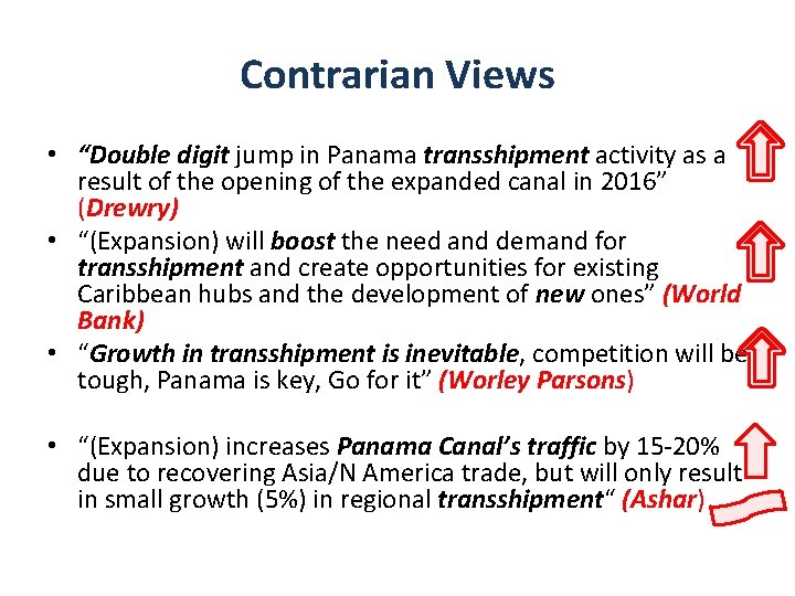 Contrarian Views • “Double digit jump in Panama transshipment activity as a result of