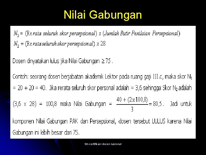 Nilai Gabungan tim sertifikasi dosen nasional 