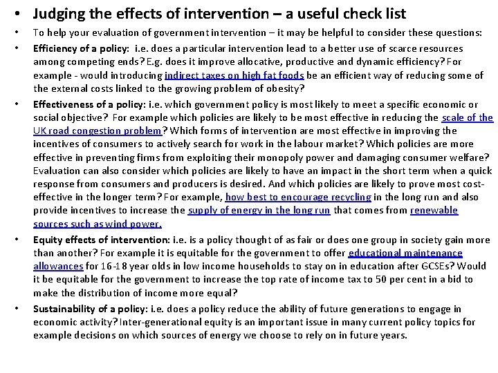  • Judging the effects of intervention – a useful check list • •