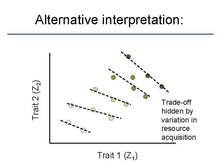 Trait 2 (Z 2) Alternative interpretation: Trade-off hidden by variation in resource acquisition Trait