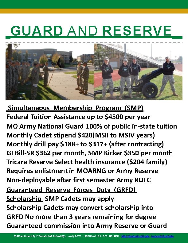 GU A R D A N D R E S E RV E Simultaneous