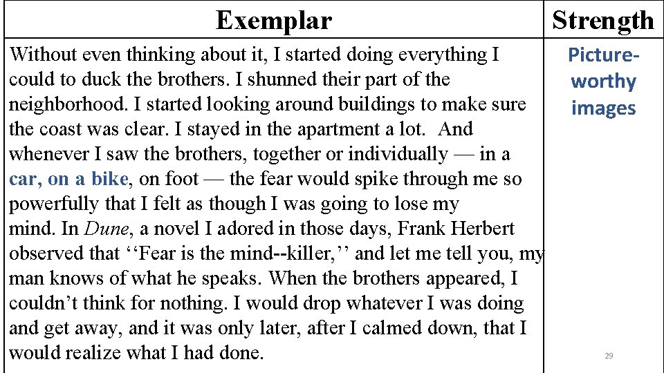 Exemplar Strength Without even thinking about it, I started doing everything I could to