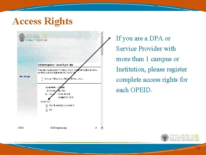 Access Rights • If you are a DPA or Service Provider with more than Access Rights • If you are a DPA or Service Provider with more than