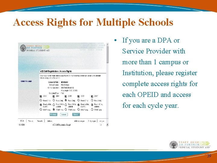 Access Rights for Multiple Schools • If you are a DPA or Service Provider Access Rights for Multiple Schools • If you are a DPA or Service Provider