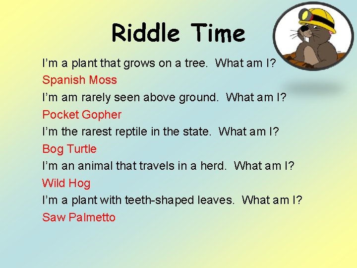 Riddle Time I’m a plant that grows on a tree. What am I? Spanish