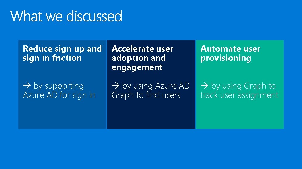 Reduce sign up and sign in friction Accelerate user adoption and engagement Automate user