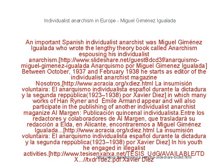 Individualist anarchism in Europe - Miguel Giménez Igualada 1 An important Spanish individualist anarchist