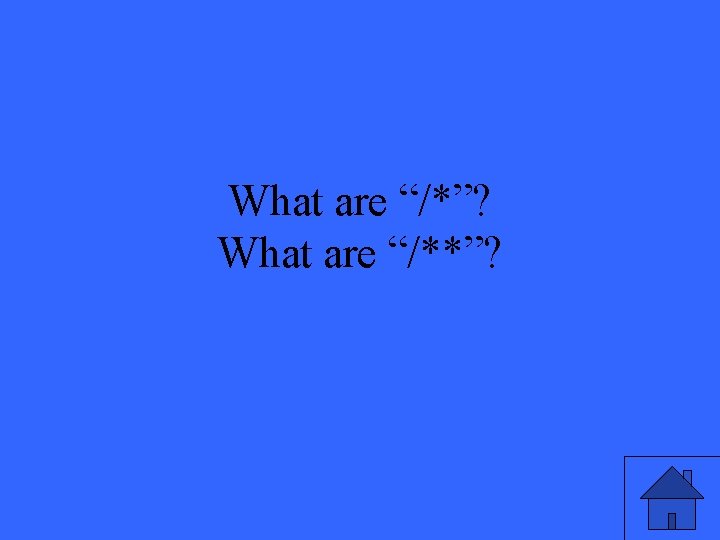 What are “/*”? What are “/**”? 