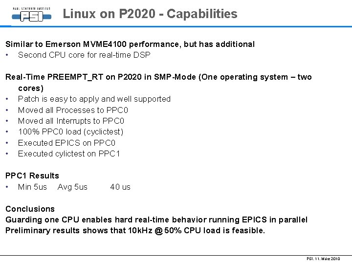 Linux on P 2020 - Capabilities Similar to Emerson MVME 4100 performance, but has