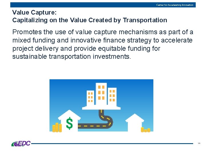 Center for Accelerating Innovation Value Capture: Capitalizing on the Value Created by Transportation Promotes