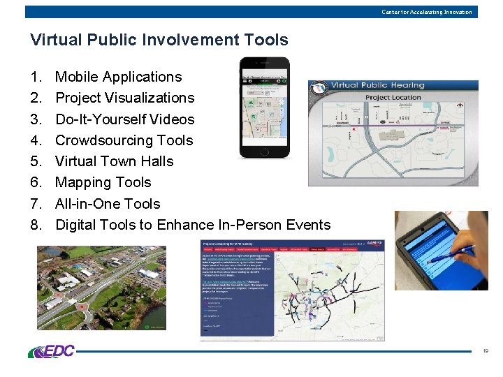 Center for Accelerating Innovation Virtual Public Involvement Tools 1. 2. 3. 4. 5. 6.