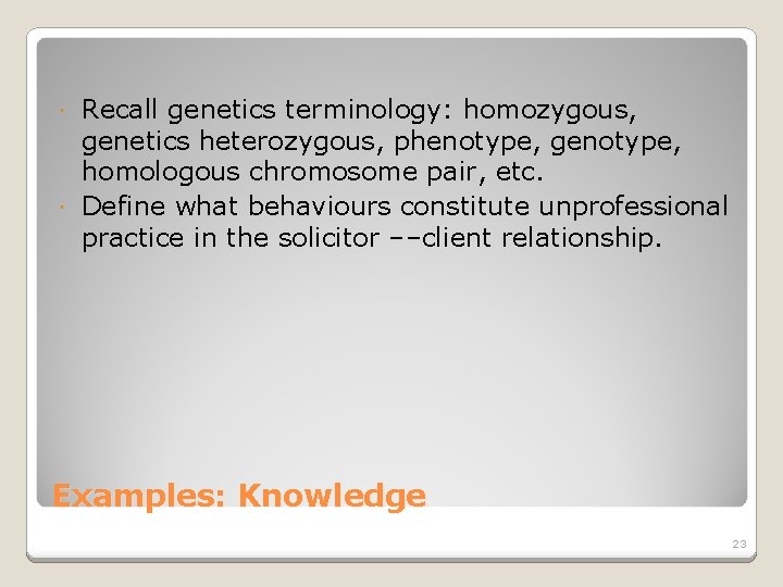 Recall genetics terminology: homozygous, genetics heterozygous, phenotype, genotype, homologous chromosome pair, etc. Define what
