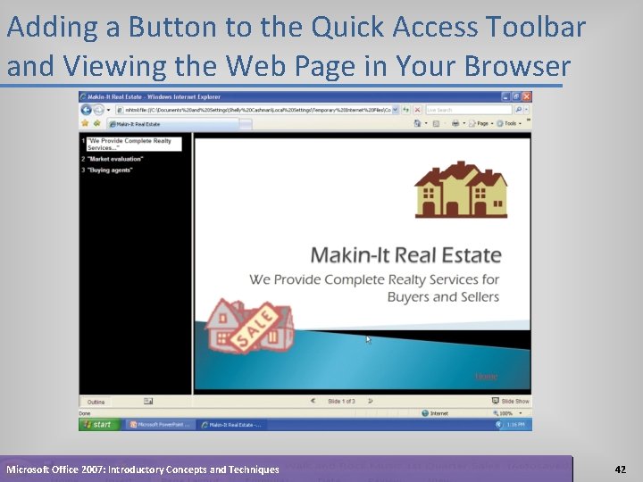 Adding a Button to the Quick Access Toolbar and Viewing the Web Page in