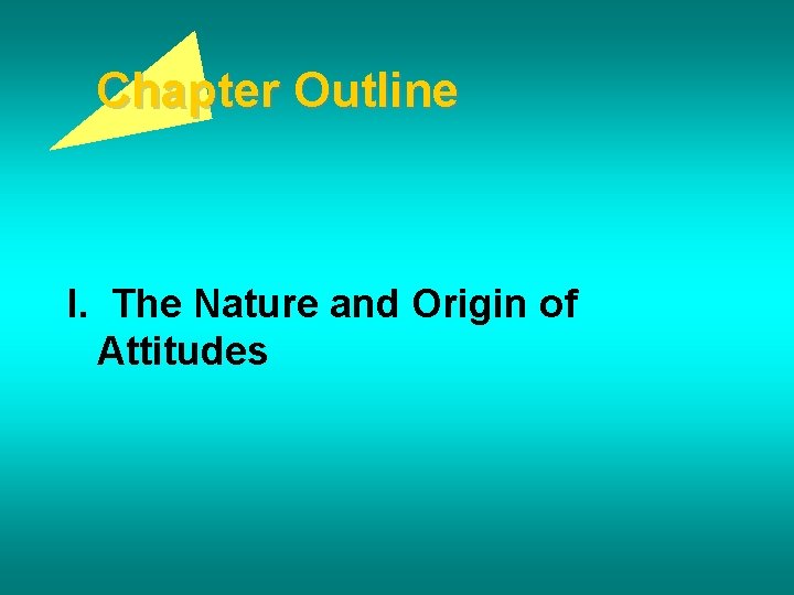 Chapter Outline I. The Nature and Origin of Attitudes 