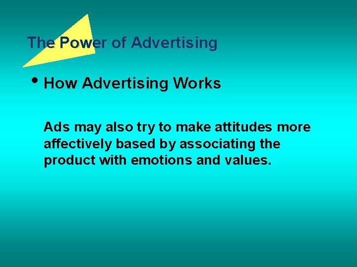 The Power of Advertising • How Advertising Works Ads may also try to make