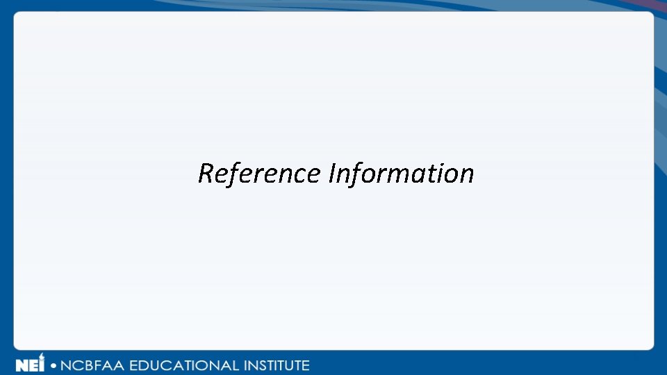 Reference Information 