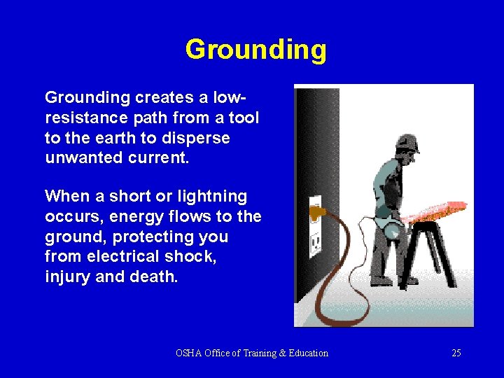 Grounding creates a lowresistance path from a tool to the earth to disperse unwanted