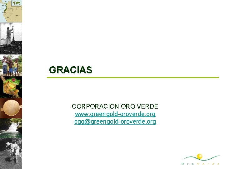 GRACIAS CORPORACIÓN ORO VERDE www. greengold-oroverde. org cgg@greengold-oroverde. org 