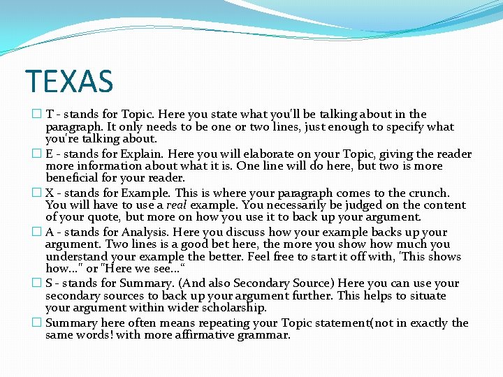 Texas Model Writing Essay Structure BA Second Year Main Difficulties Structure