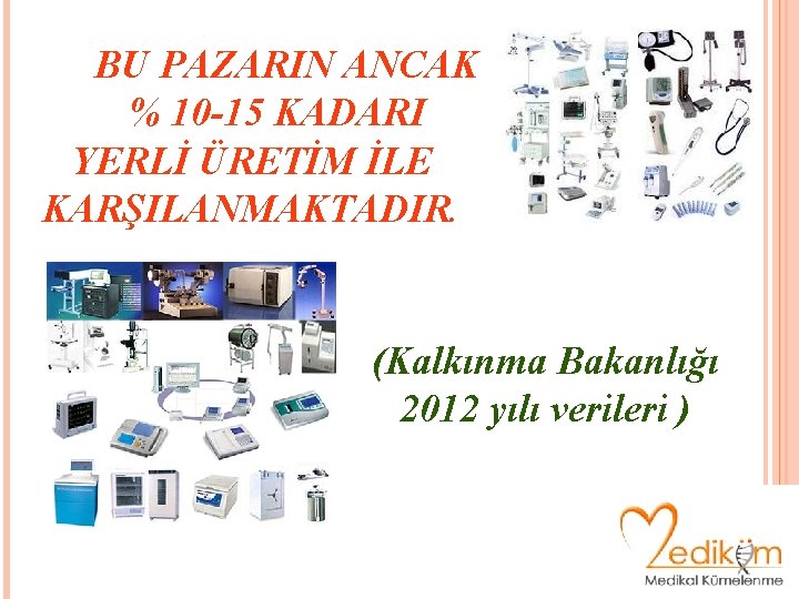 BU PAZARIN ANCAK % 10 -15 KADARI YERLİ ÜRETİM İLE KARŞILANMAKTADIR. (Kalkınma Bakanlığı 2012