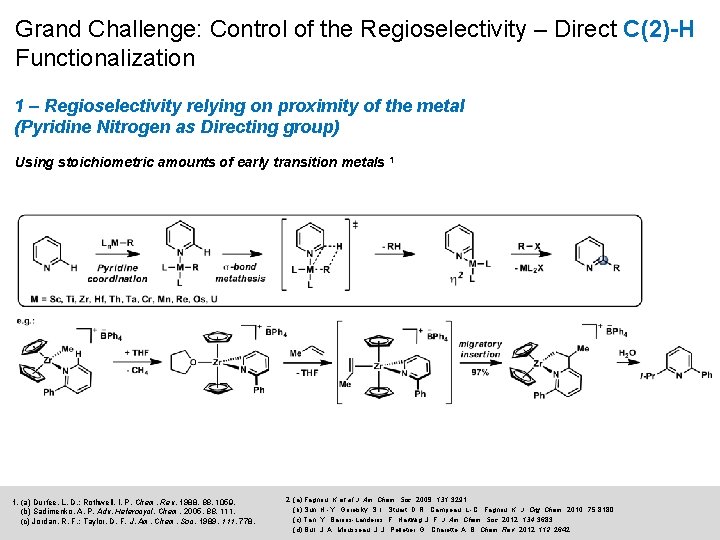 Grand Challenge: Control of the Regioselectivity – Direct C(2)-H Functionalization 1 – Regioselectivity relying