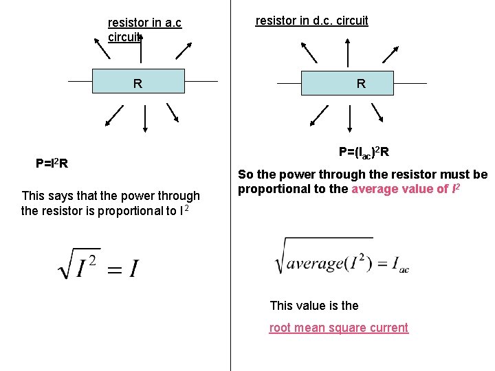 resistor in a. c circuit RR P=I 2 R This says that the power resistor in a. c circuit RR P=I 2 R This says that the power