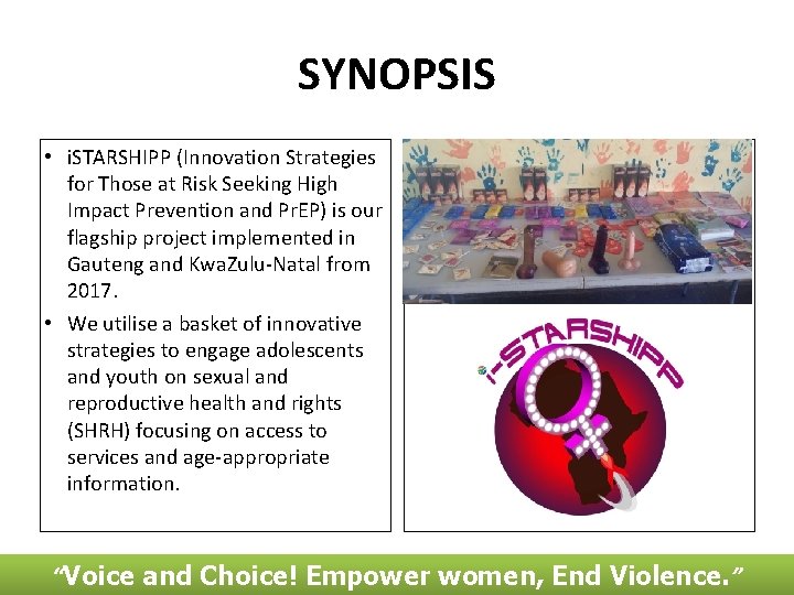 SYNOPSIS • i. STARSHIPP (Innovation Strategies for Those at Risk Seeking High Impact Prevention