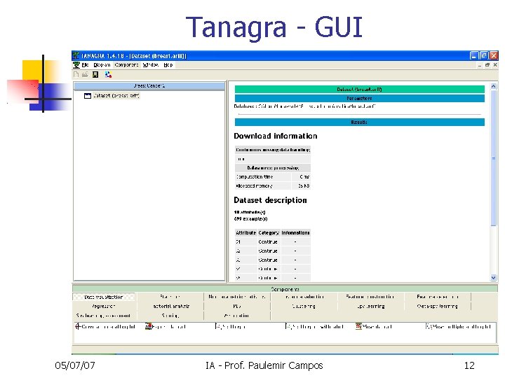 Tanagra - GUI 05/07/07 IA - Prof. Paulemir Campos 12 