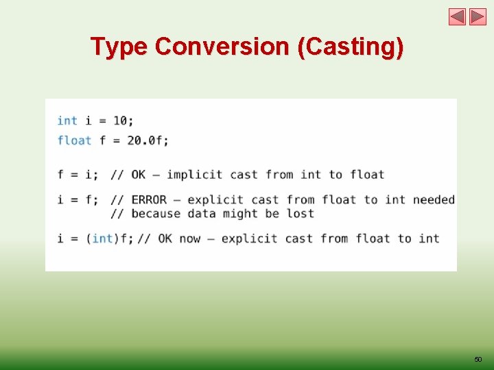 Type Conversion (Casting) 50 