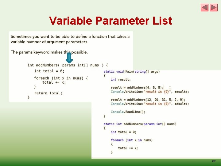 Variable Parameter List 82 