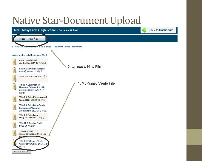 Native Star-Document Upload 2. Upload a New File 1. Mc. Kinney Vento File 