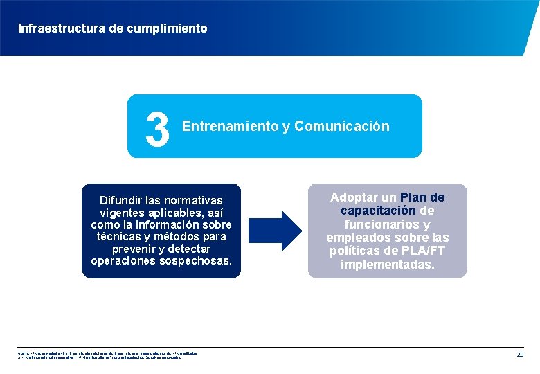 Infraestructura de cumplimiento 3 Entrenamiento y Comunicación Difundir las normativas vigentes aplicables, así como