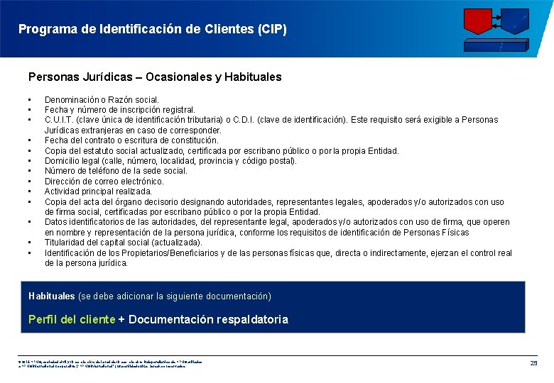 Programa de Identificación de Clientes (CIP) Personas Jurídicas – Ocasionales y Habituales • •