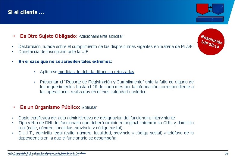 Si el cliente … • Es Otro Sujeto Obligado: Adicionalmente solicitar • • Declaración