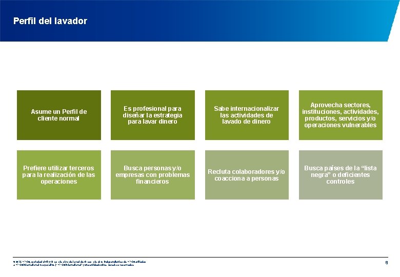 Perfil del lavador Asume un Perfil de cliente normal Es profesional para diseñar la