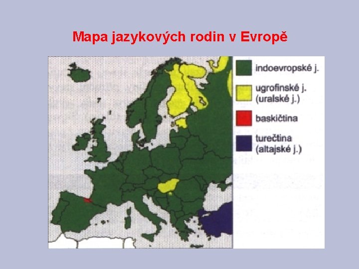 Mapa jazykových rodin v Evropě 