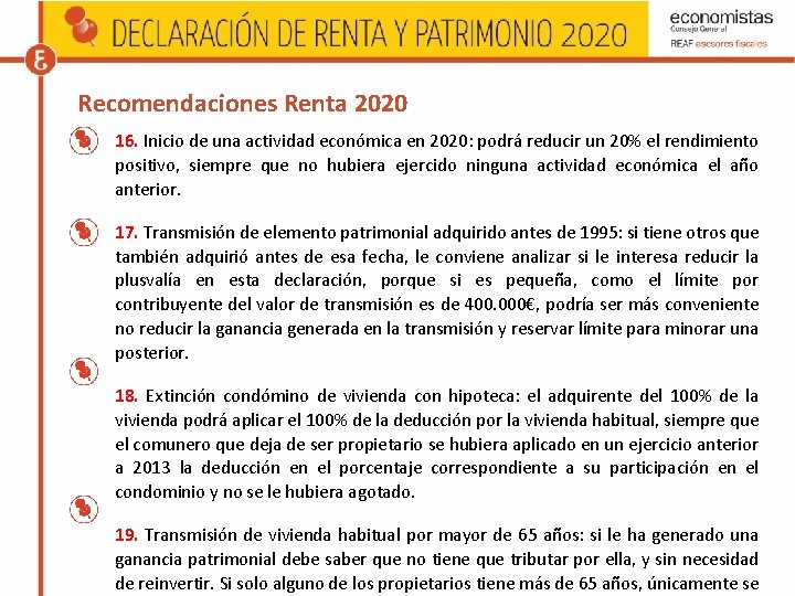 Recomendaciones Renta 2020 16. Inicio de una actividad económica en 2020: podrá reducir un