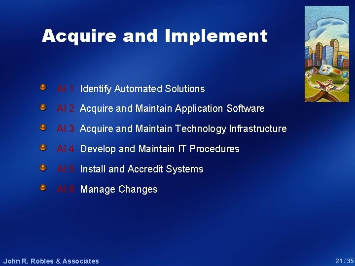Acquire and Implement AI 1 Identify Automated Solutions AI 2 Acquire and Maintain Application