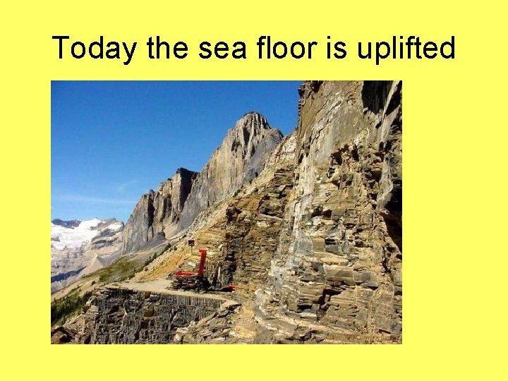 Today the sea floor is uplifted 