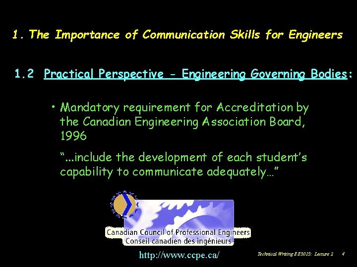 1. The Importance of Communication Skills for Engineers 1. 2 Practical Perspective - Engineering