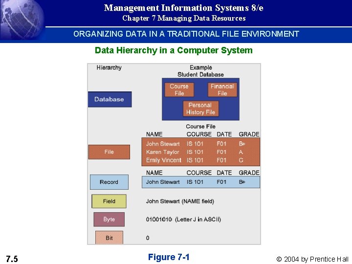 Management Information Systems 8/e Chapter 7 Managing Data Resources ORGANIZING DATA IN A TRADITIONAL