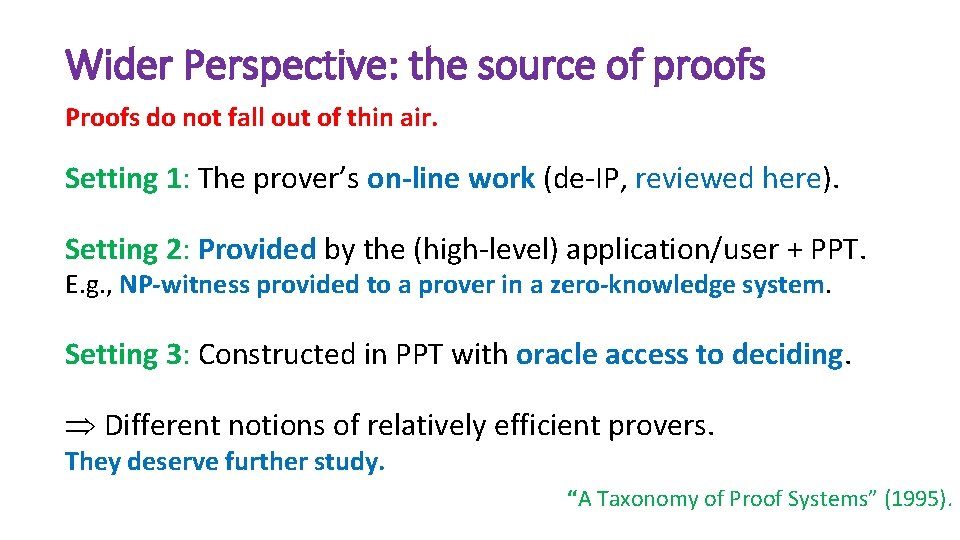 Wider Perspective: the source of proofs Proofs do not fall out of thin air.