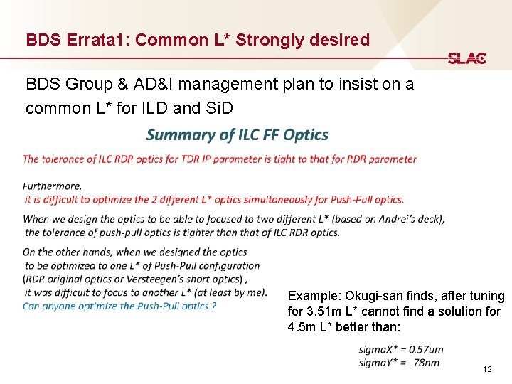 BDS Errata 1: Common L* Strongly desired BDS Group & AD&I management plan to