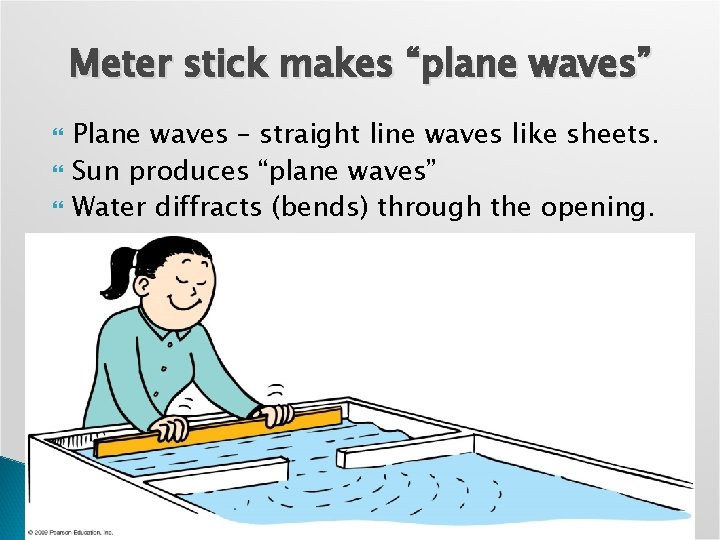 Meter stick makes “plane waves” Plane waves – straight line waves like sheets. Sun