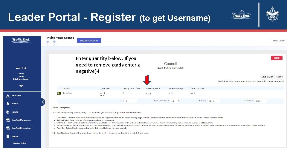 Leader Portal - Register (to get Username) Enter quantity below. If you need to